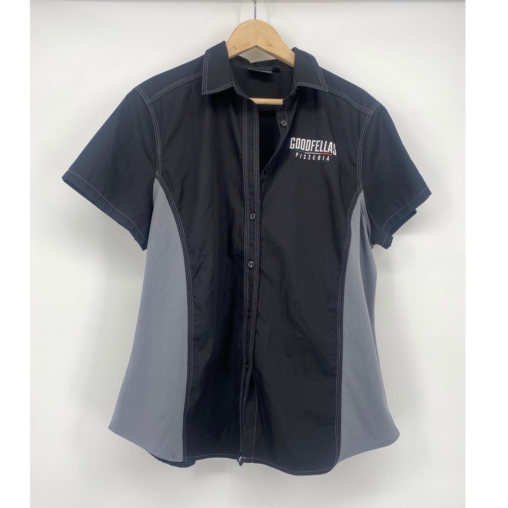 Chef Works Button Up Shirt Large Black Excellent Goodfellas Pizzeria Mesh Side